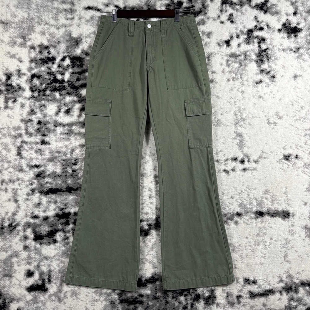 Aeropostale Low Rise Flare Utility Pants Womens Size S Olive Green Cargo‎